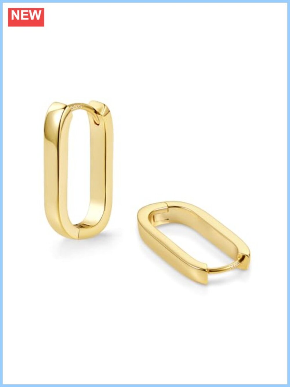 14K Gold Plated Silver Hoop Earrings Small Square Huggie